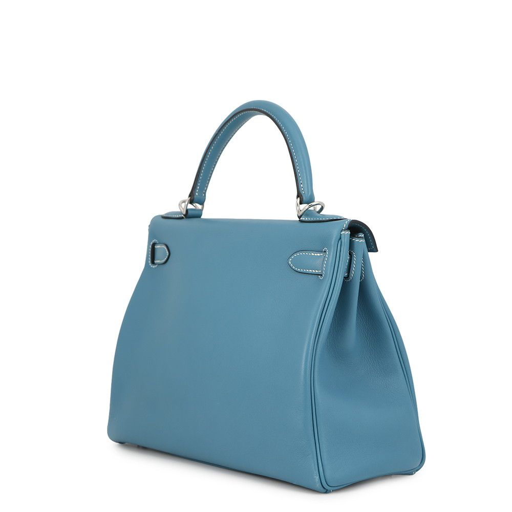 Hermes Handbag Kelly 28 Retourne Blue Jean Silver Bague Rain 2-Way — view 2