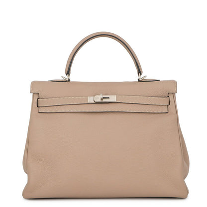 Hermes Handbag Kelly 35 Retourne Argil Matte Silver Togo 2-Way