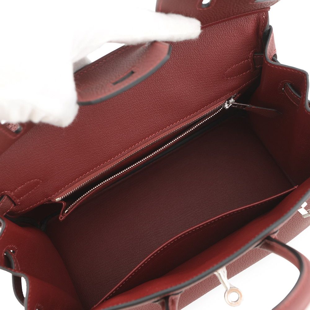 Hermes Birkin 25 Rouge Ache Silver Togo Handbag — view 5
