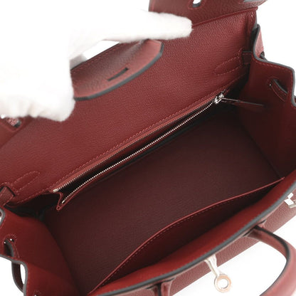 Hermes Birkin 25 Rouge Ache Silver Togo Handbag — view 5