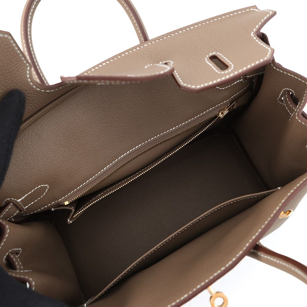Hermes Birkin 25 Etoupe Gold Togo Handbag — view 5