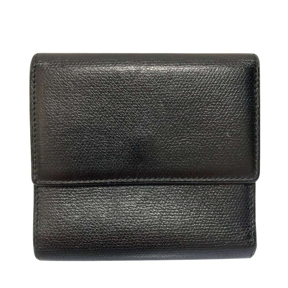 Chanel CC Logo Button Leather Compact Wallet Trifold Black — view 2