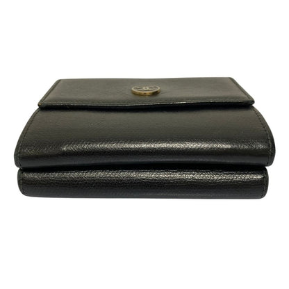 Chanel CC Logo Button Leather Compact Wallet Trifold Black — view 4