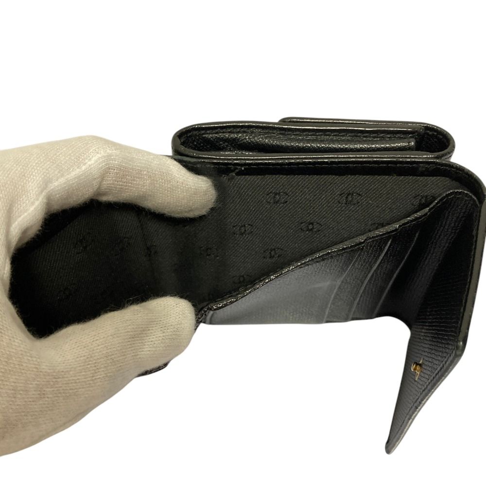 Chanel CC Logo Button Leather Compact Wallet Trifold Black — view 8