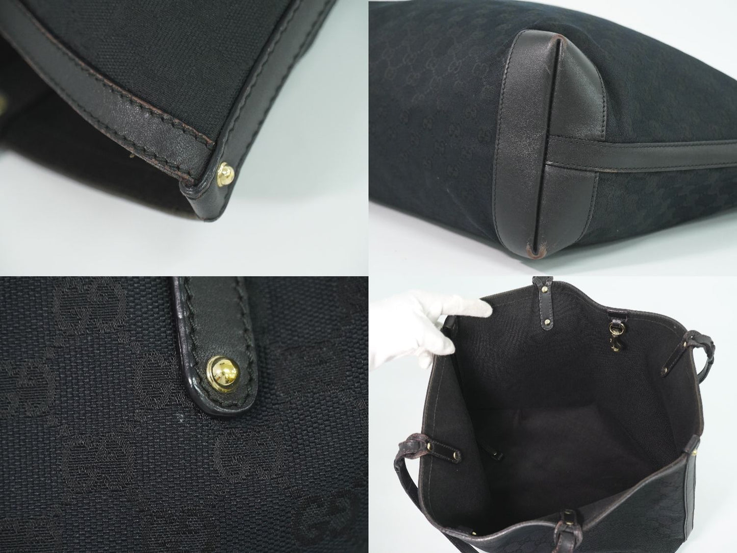Gucci GG Canvas Shoulder Bag Tote Black — view 8