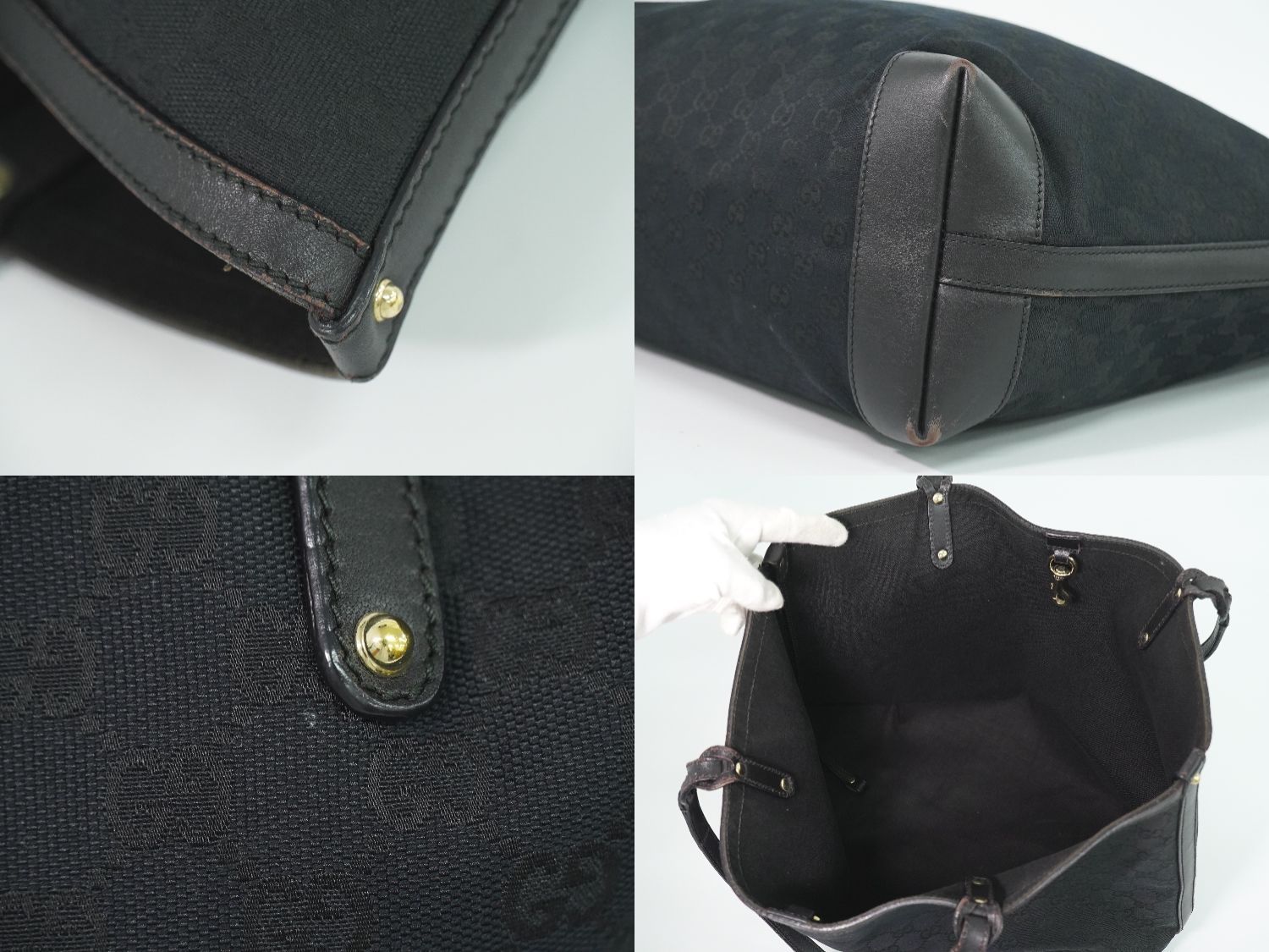 Gucci GG Canvas Shoulder Bag Tote Black — view 8