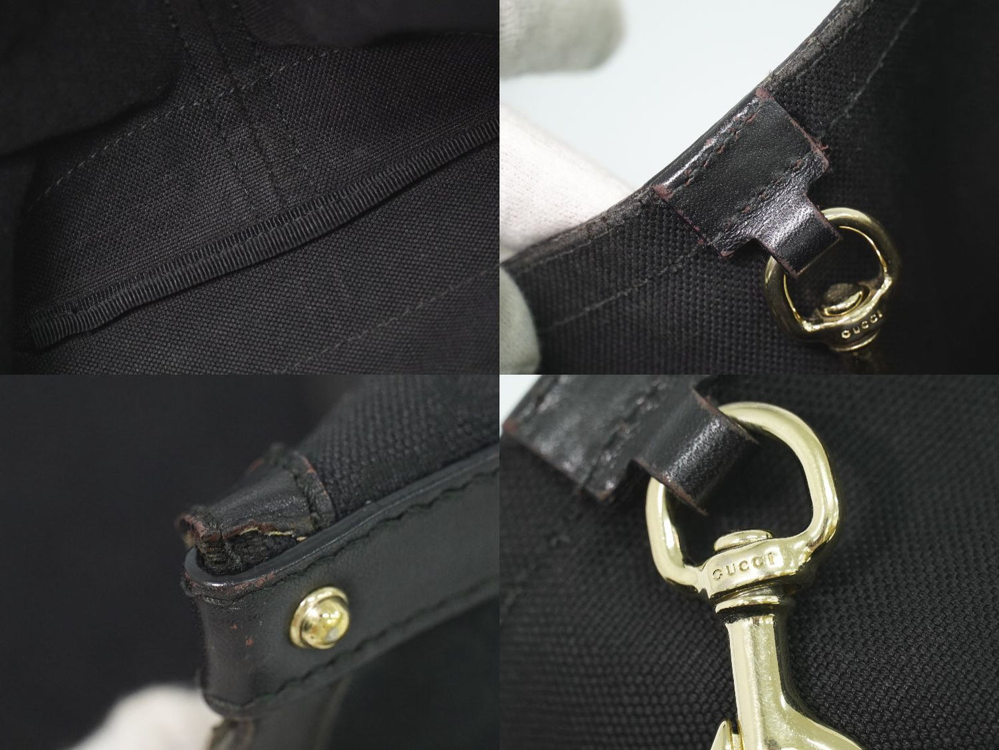 Gucci GG Canvas Shoulder Bag Tote Black — view 9