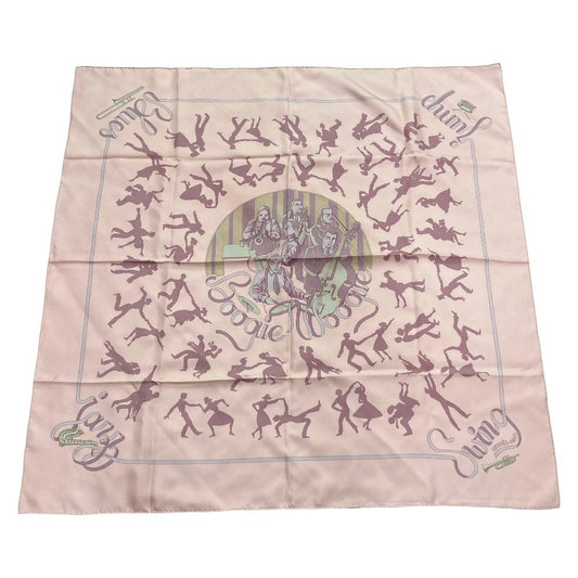 Hermes Carre 90 Boogie Woogie Silk Scarf Pink
