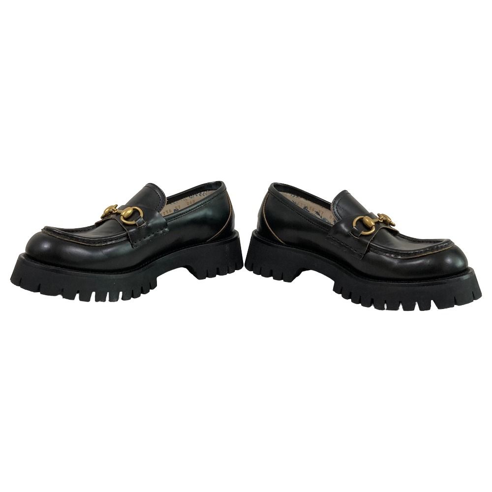 Gucci Lug Sole Bee Embroidery Horsebit Loafers 37 Black — view 4