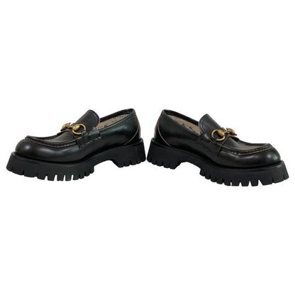 Gucci Lug Sole Bee Embroidery Horsebit Loafers 37 Black — view 4