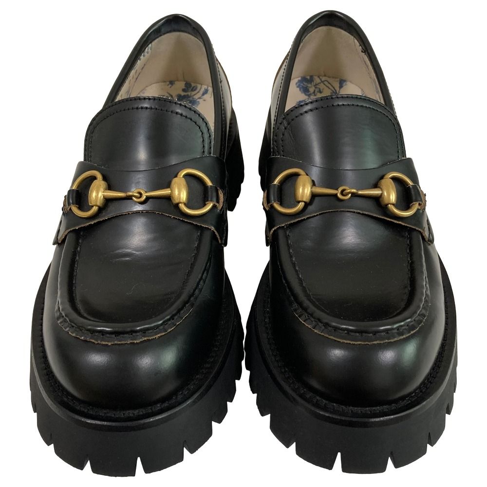 Gucci Lug Sole Bee Embroidery Horsebit Loafers 37 Black — view 3