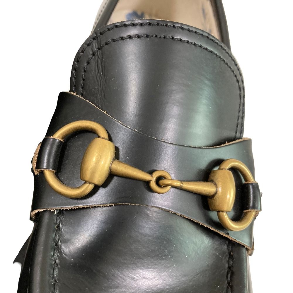 Gucci Lug Sole Bee Embroidery Horsebit Loafers 37 Black — view 7