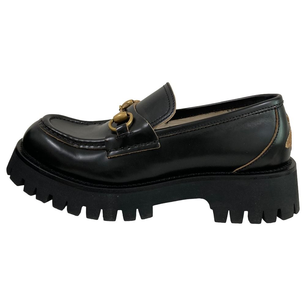 Gucci Lug Sole Bee Embroidery Horsebit Loafers 37 Black — view 2