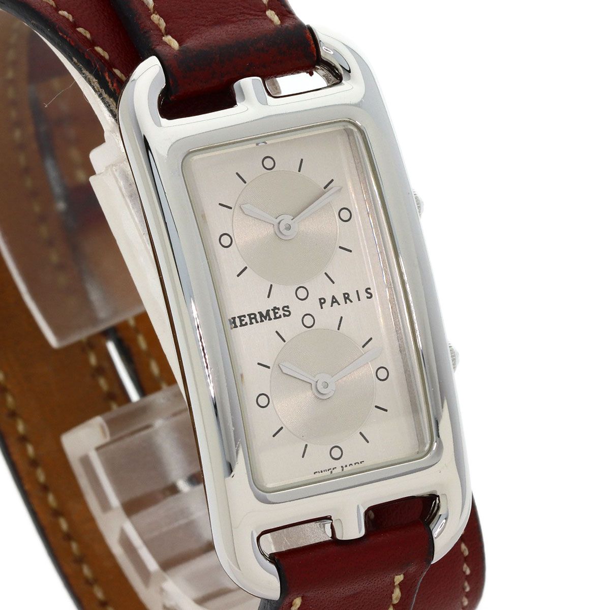 Hermes Cape Cod Duzon Double Tour Watch SS Leather — view 4
