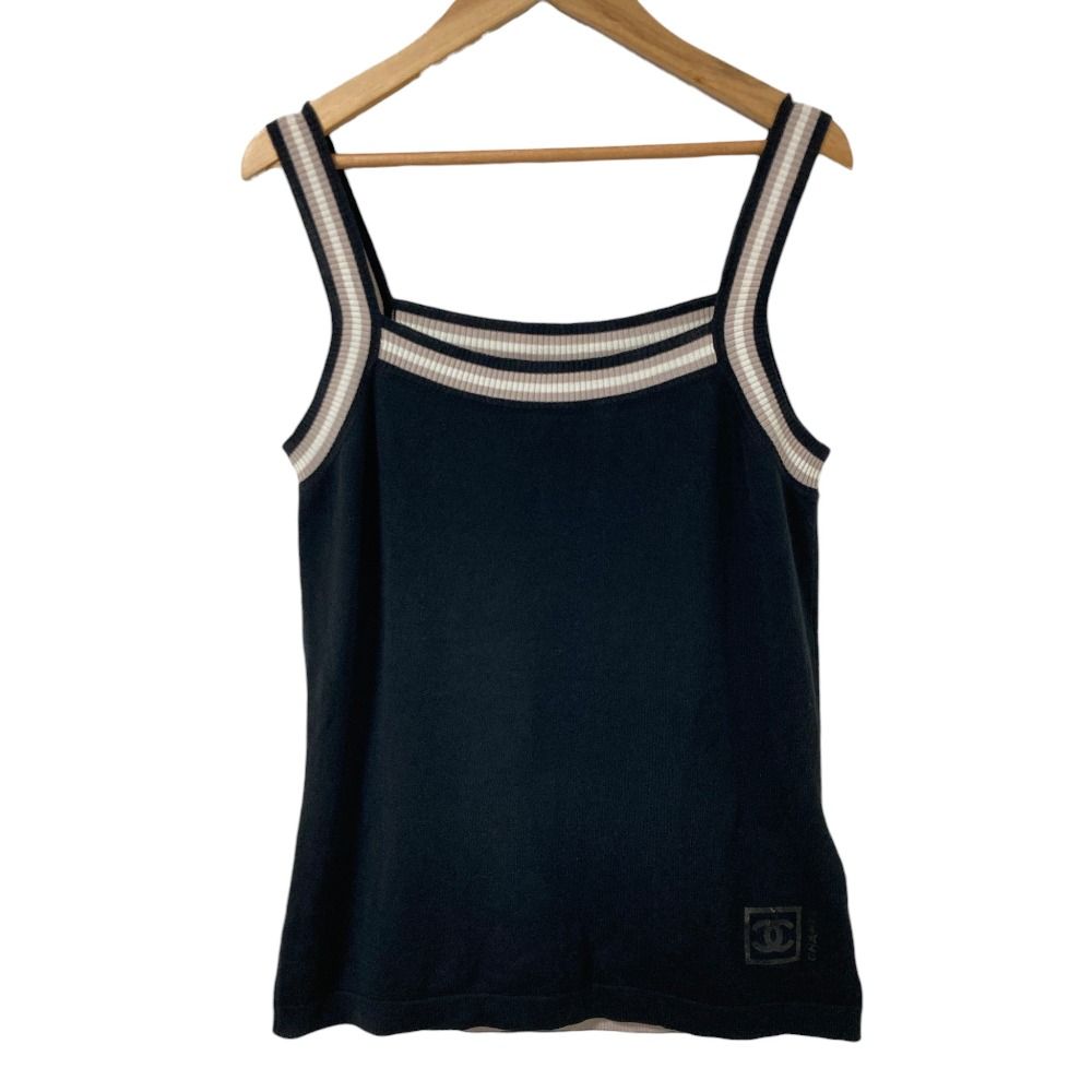 Chanel Sports Line CC Logo Knit Sweater 38 Black