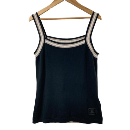 Chanel Sports Line CC Logo Knit Sweater 38 Black