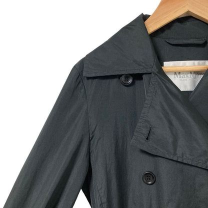 Max Mara Polyester Flare Trench Coat 36 Black — view 6