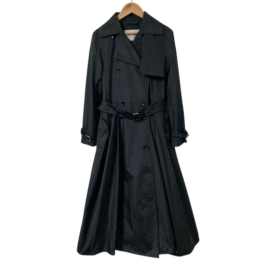 Max Mara Polyester Flare Trench Coat 36 Black