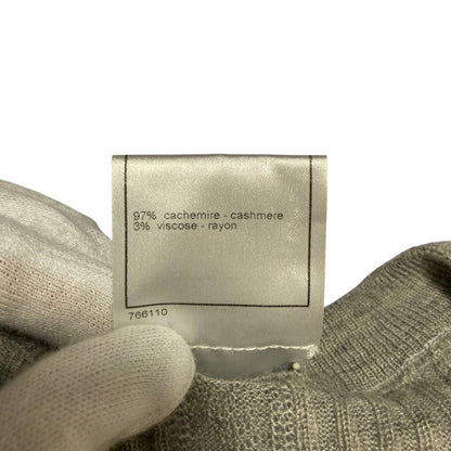 Chanel Cashmere V-neck Knit Top Sweater 38 Gray — view 8