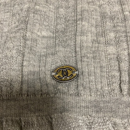 Chanel Cashmere V-neck Knit Top Sweater 38 Gray — view 6