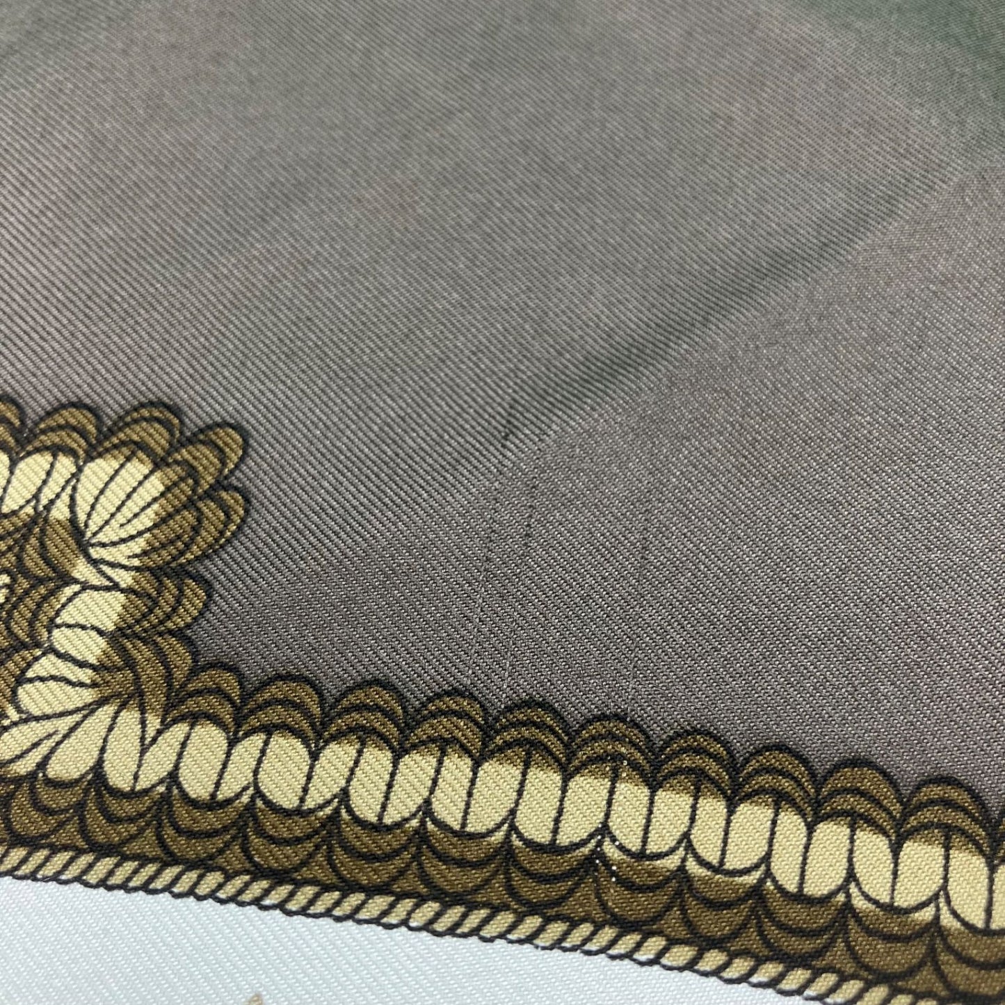 Hermes Large Scarf Shawl Khaki Bicolor Selles a Housse Cover Sitting on — view 6