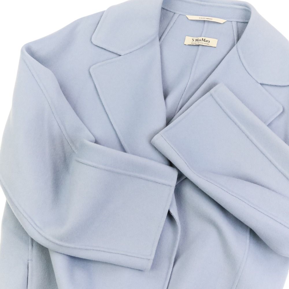Max Mara 'S Cucito a Mano Wool Belted River Coat 44 Light Blue — view 5
