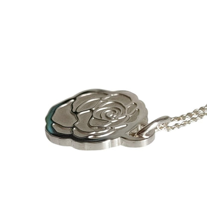 Tiffany & Co 925 GO Rose Flower Motif Chain Pendant Silver — view 3