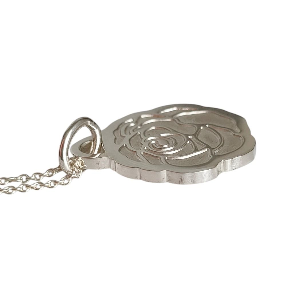 Tiffany & Co 925 GO Rose Flower Motif Chain Pendant Silver — view 2