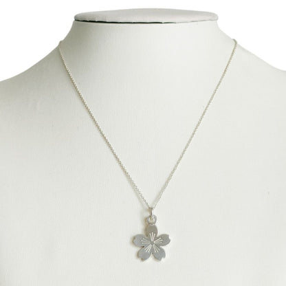 Tiffany & Co 925 GO Cherry Blossom Motif Chain Necklace Silver — view 8