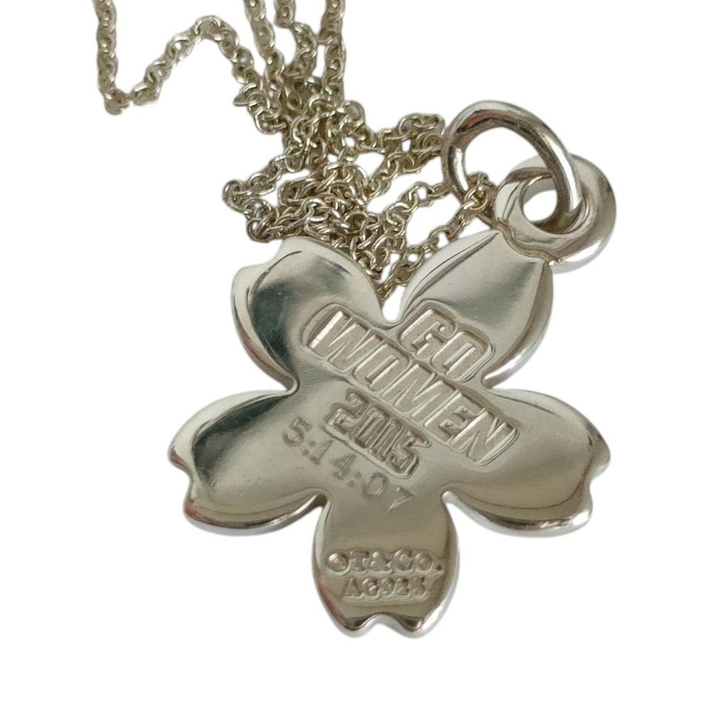 Tiffany & Co 925 GO Cherry Blossom Motif Chain Necklace Silver — view 3