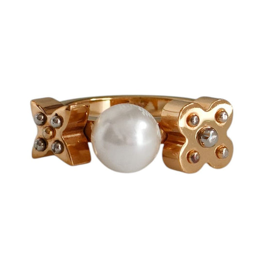 Louis Vuitton Cha Pearl Ring M Gold