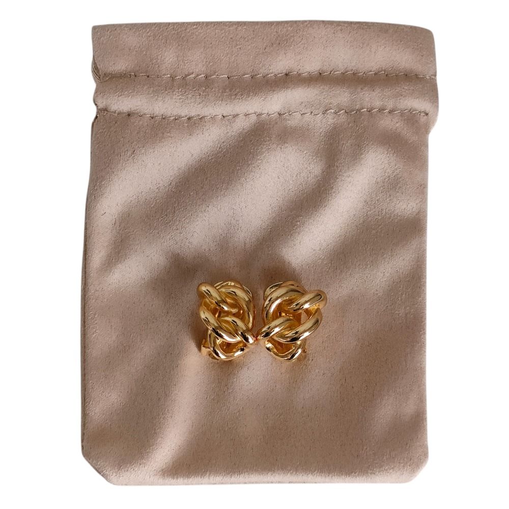 Dior Chain Motif Clip Earrings Gold — view 7