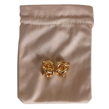 Dior Chain Motif Clip Earrings Gold — view 7