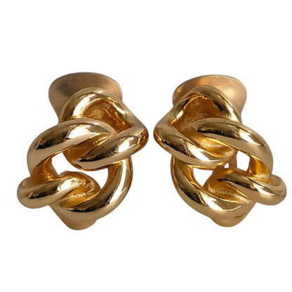 Dior Chain Motif Clip Earrings Gold