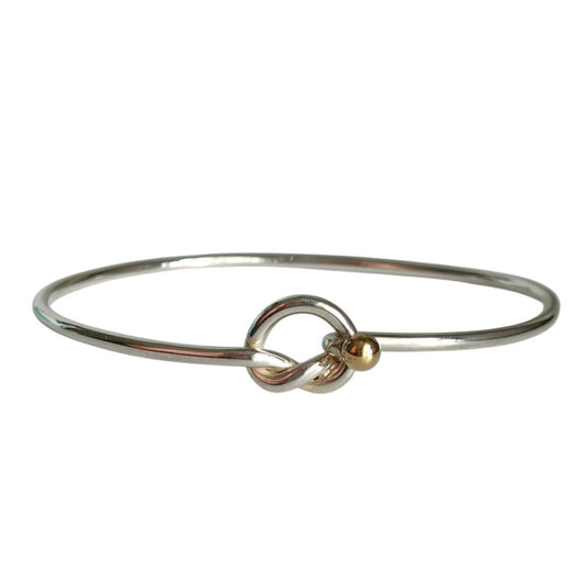 Tiffany & Co 750 925 Love Knot Bangle Silver Gold Bracelet