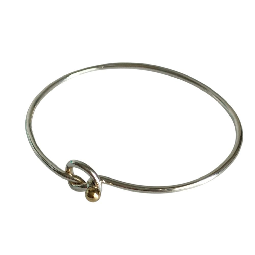 Tiffany & Co 750 925 Love Knot Bangle Silver Gold Bracelet — view 2