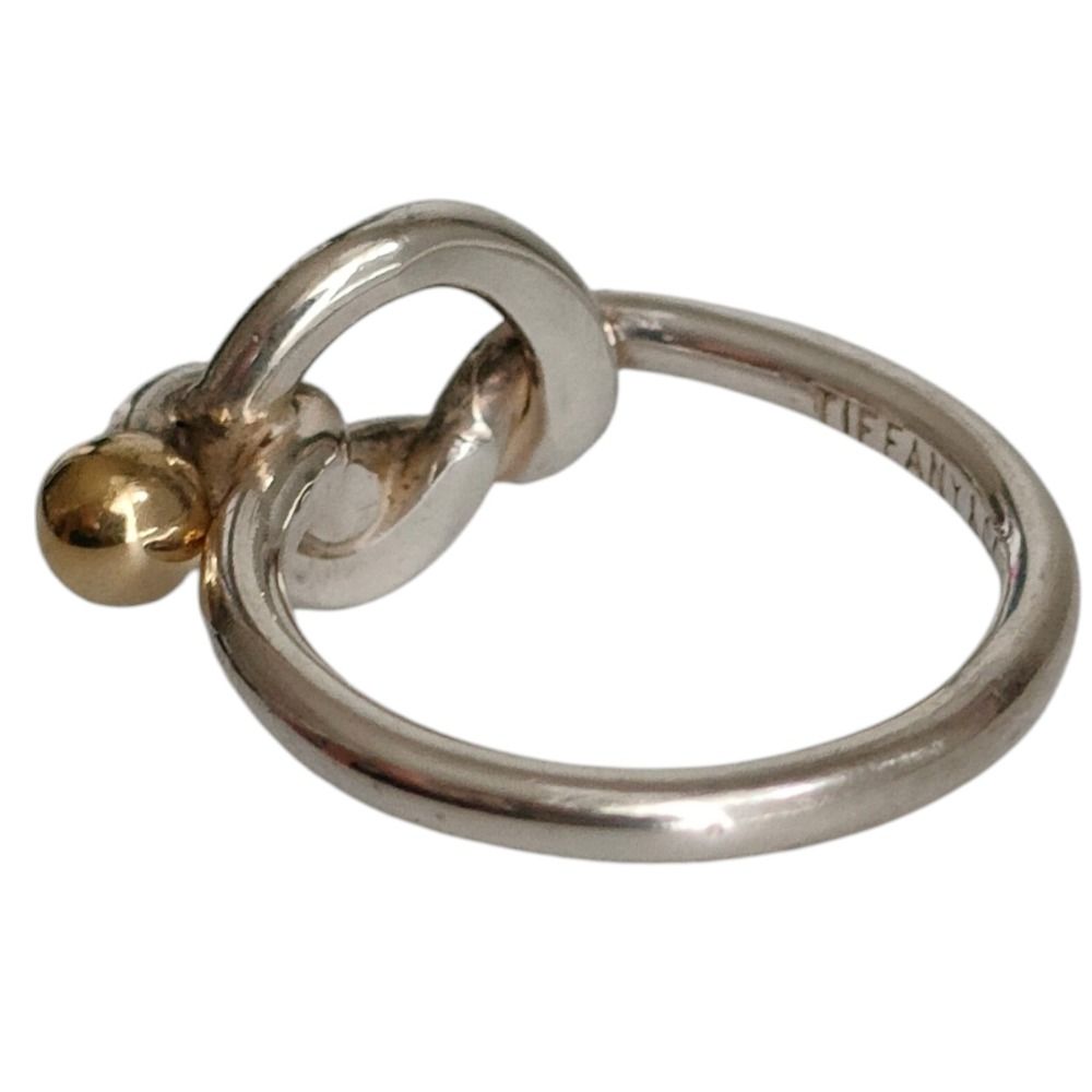 Tiffany & Co 750 925 Love Knot Ring Silver Gold — view 3