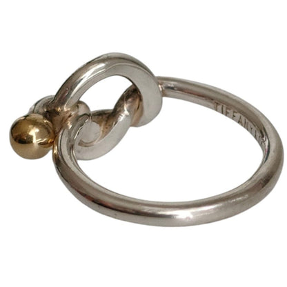 Tiffany & Co 750 925 Love Knot Ring Silver Gold — view 3