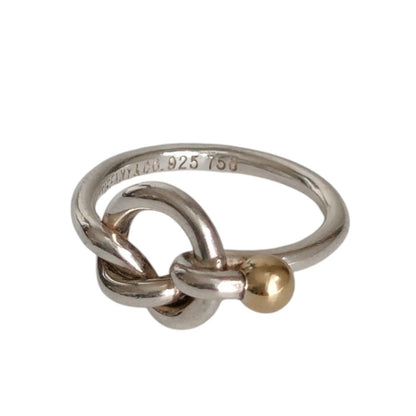 Tiffany & Co 750 925 Love Knot Ring Silver Gold — view 2