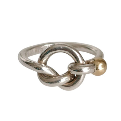 Tiffany & Co 750 925 Love Knot Ring Silver Gold