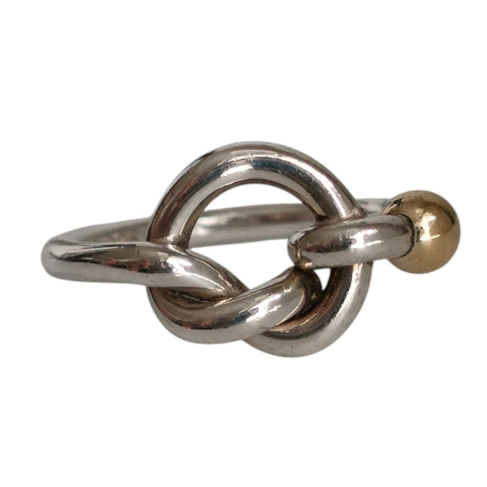 Tiffany & Co 750 925 Love Knot Ring Silver Gold — view 4