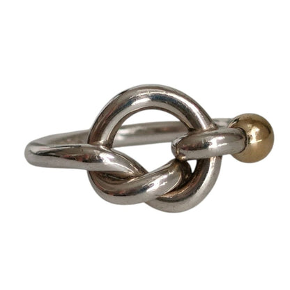 Tiffany & Co 750 925 Love Knot Ring Silver Gold — view 4