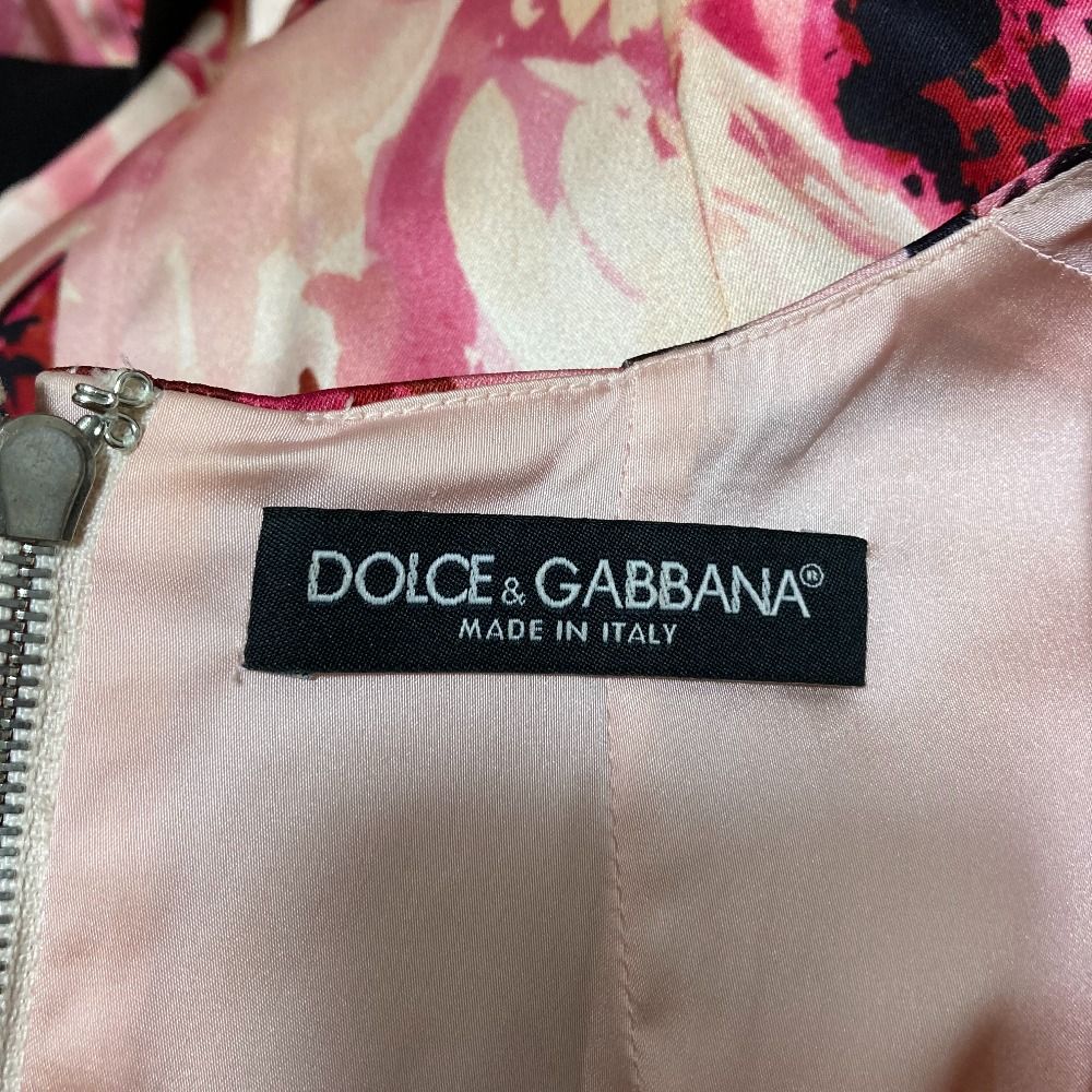 Dolce & Gabbana Rose Print Sleeveless Dress 40 Pink — view 7