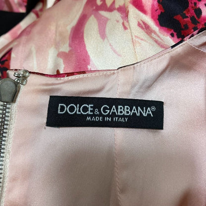 Dolce & Gabbana Rose Print Sleeveless Dress 40 Pink — view 7