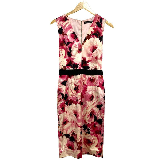 Dolce & Gabbana Rose Print Sleeveless Dress 40 Pink