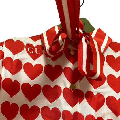 Gucci Heart Print Silk Blouse with Bowtie 36 — view 3