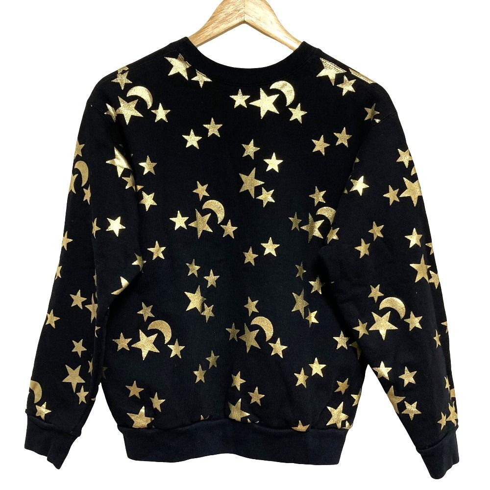 Gucci Web Line Star Print Crew Neck Pullover Sweatshirt XS Black Gold