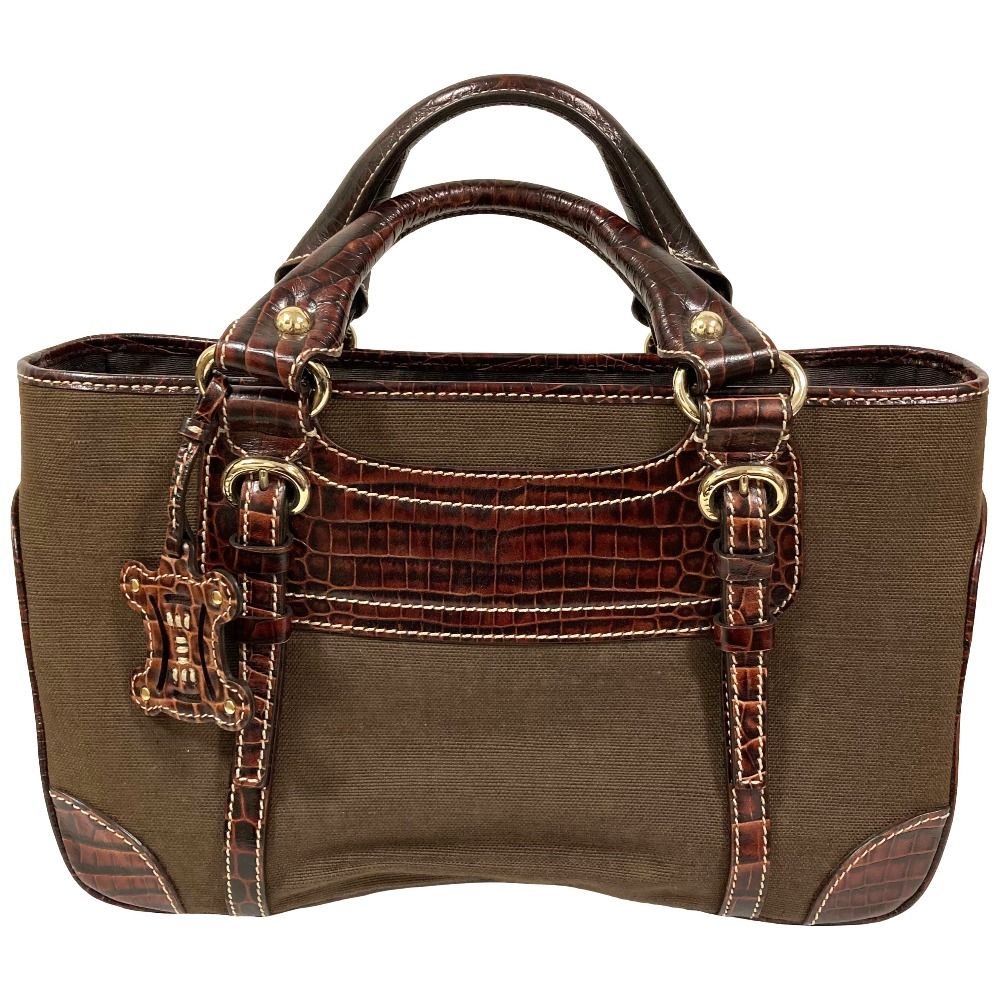 Celine Canvas Leather Boogie Back Handbag Brown