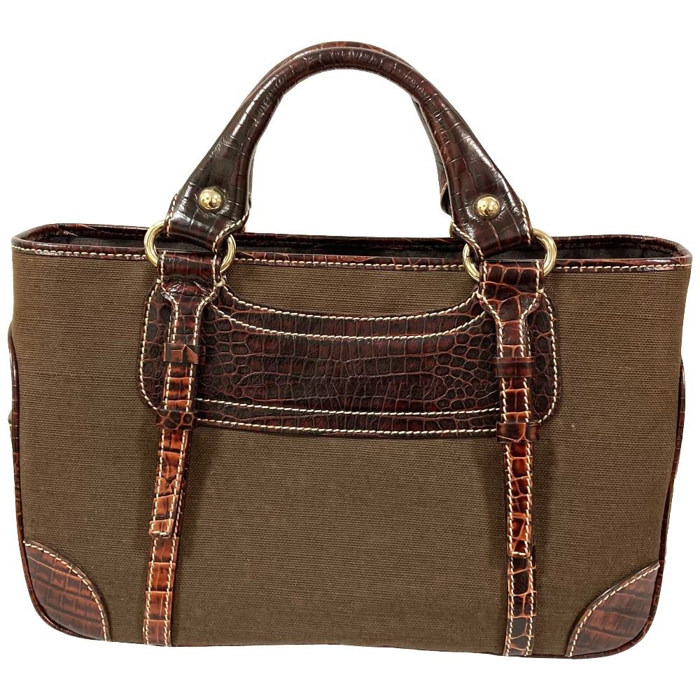 Celine Canvas Leather Boogie Back Handbag Brown — view 2