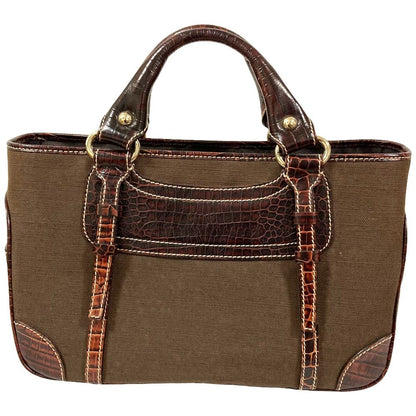 Celine Canvas Leather Boogie Back Handbag Brown — view 2